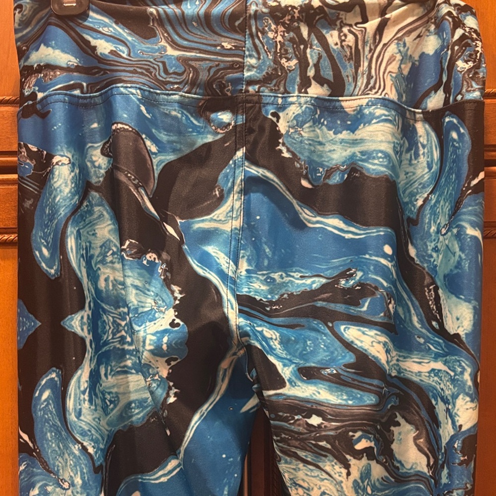CAROLINA PANTHERS NFL Blue Marble Print Leggings XL - Picture 5 of 5